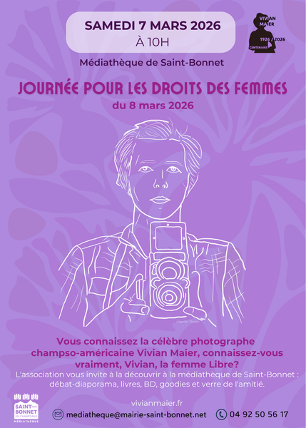 Conférence Vivian Maier  mars 2026_Saint-Bonnet-en-Champsaur - Diaporama-débat animé par l'association VIvian Maier dans le cadre de la journée pour les droits des femmes