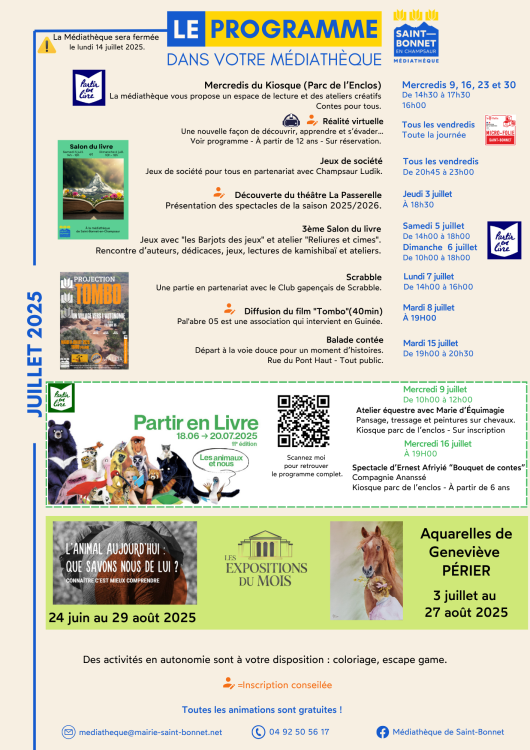 programme juillet