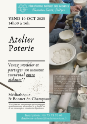 Atelier poterie. Venez modeler et partager un moment convivial entre aidants !_Saint-Bonnet-en-Champsaur Atelier poterie. Venez modeler et partager un moment convivial entre aidants !_Saint-Bonnet-en-Champsaur